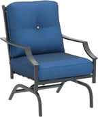 Top Space Rocking Patio Chairs Outdoor Metal Furniture Motion Spring Chair Black Dining Bistro Set with Padded Cushion for Garden Balcony Porch