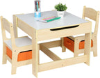 Bonnlo Kids Table and Chairs, Toddler Activity Table and Storage Drawer with a Detachable Tabletop for Kids Room, Nursery, Playroom, Natural