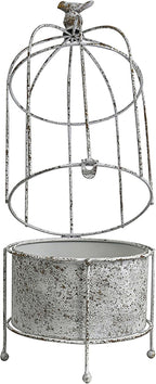 Vintage Rustic Birdcage Planter Stand, Farmhouse Distressed Decorative Metal Round Plants Holder, Outdoor Garden Flower Pot for Climbing Plants, Home Patio Yard Balconies Decor