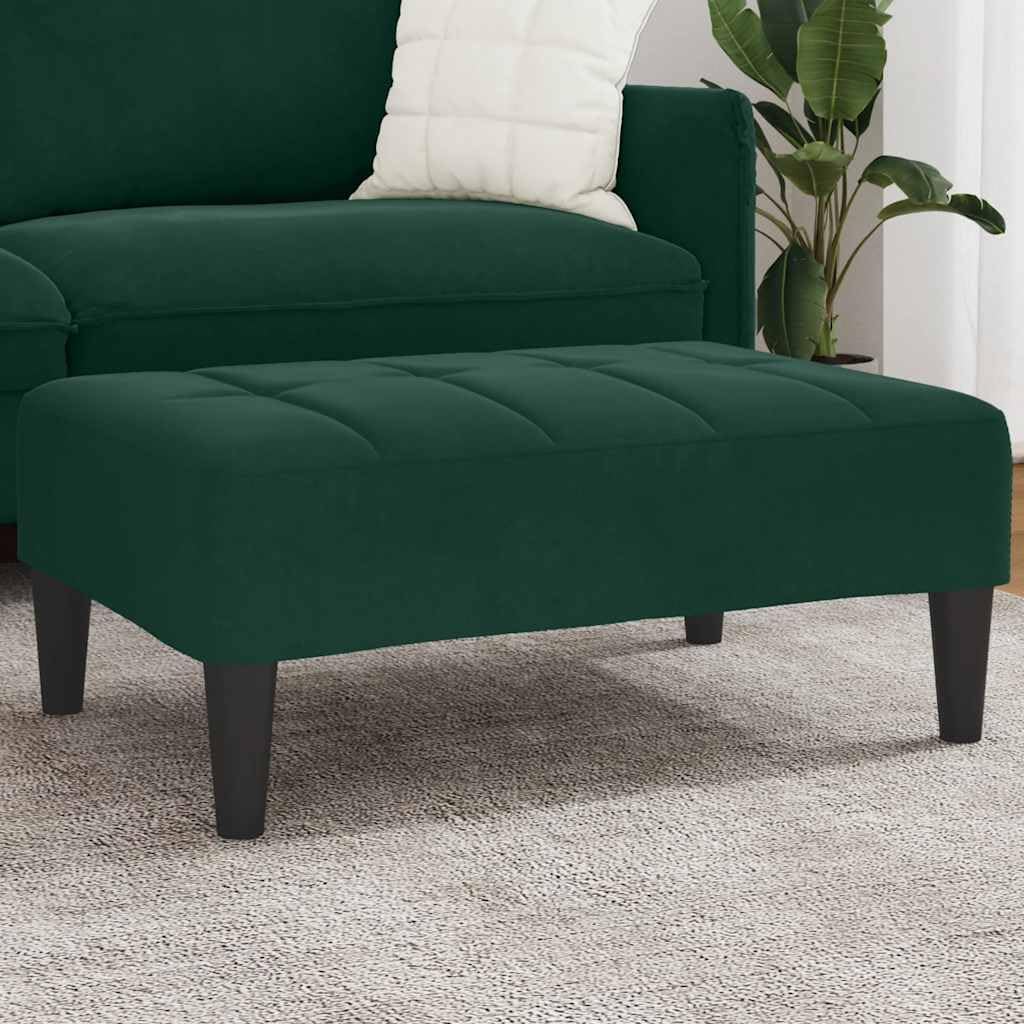 Velvet Footstool Dark Green 30.3x21.7x12.2 Inches, Stable Plywood Frame Footrest for Sofa or Recliner, Cozy and Compact Stool for Living Room