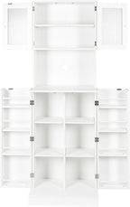 71'' Pantry Cabinet, Tall Storage Cabinet with Microwave Stand, Freestanding Kitchen Hutch with Doors and Adjustable Shelves, Mordern Food Pantry for Kitchen