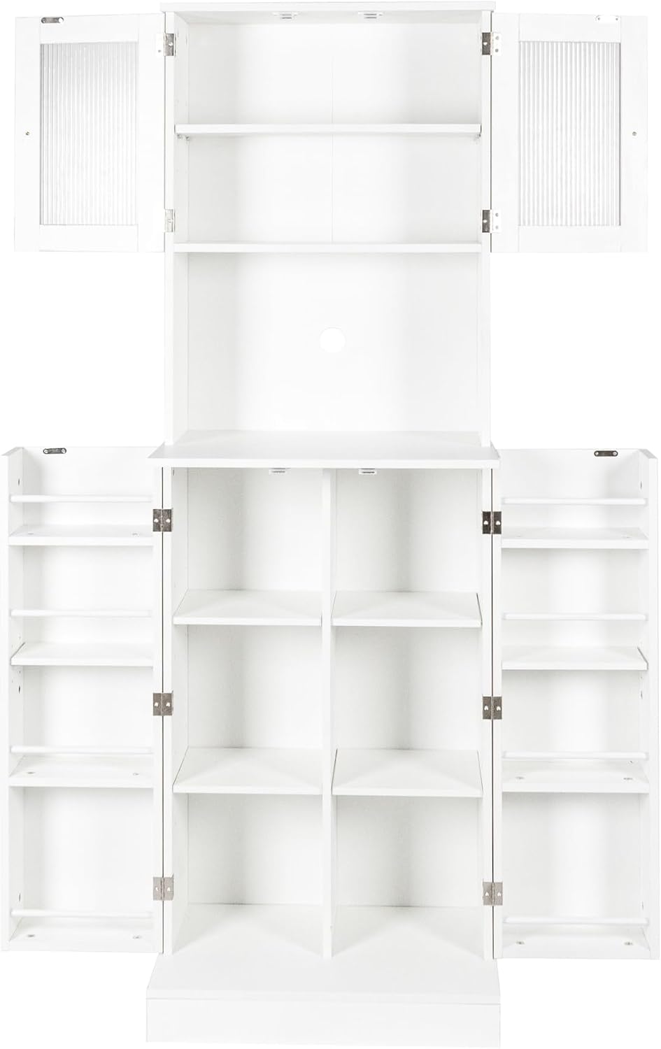 71'' Pantry Cabinet, Tall Storage Cabinet with Microwave Stand, Freestanding Kitchen Hutch with Doors and Adjustable Shelves, Mordern Food Pantry for Kitchen