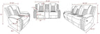 Multifunction Power Air Leather Recliner Sofa Set with LED Lights, Living Room Furniture, Reclining Sofa, loveseat, Chair with USB Port/Storage Console/Cup Holders (Black, 3 Pieces)