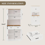 71“ Kitchen Pantry Storage Cabinet, Kitchen Hutch with Microwave Stand and Adjustable Shelves Freestanding Cupboard for Dining Living Room, White