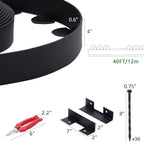 Landscape Edging, 40' 4" Tall Garden Edging with Scissors, Lawn Edging with 36 Garden Spikes and 2 Connectors, Heavy Duty PP&PE Material Edging for Landscaping, Garden, Lawn, Black