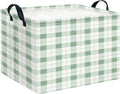 CLOCOR Rectangular Storage Bin,Waterproof Books Box,Gift Basket(Green Grid)