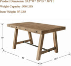 Rustic Dining Table for 4-6 People, 59" Farmhouse Rectangular Kitchen Table, Reclaimed Solid Wood Dining Room Table with Trestle Base for Kitchen/Dining Room, Home Office, Rustic Brown