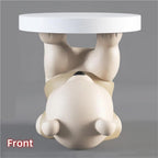 Bear Statue End Table, Round Side Table, Resin Sculpture Bedside Table, Small Space Saving Nightstand Couch Corner Stand Bedroom, Accent Table for Living Room(Gold)