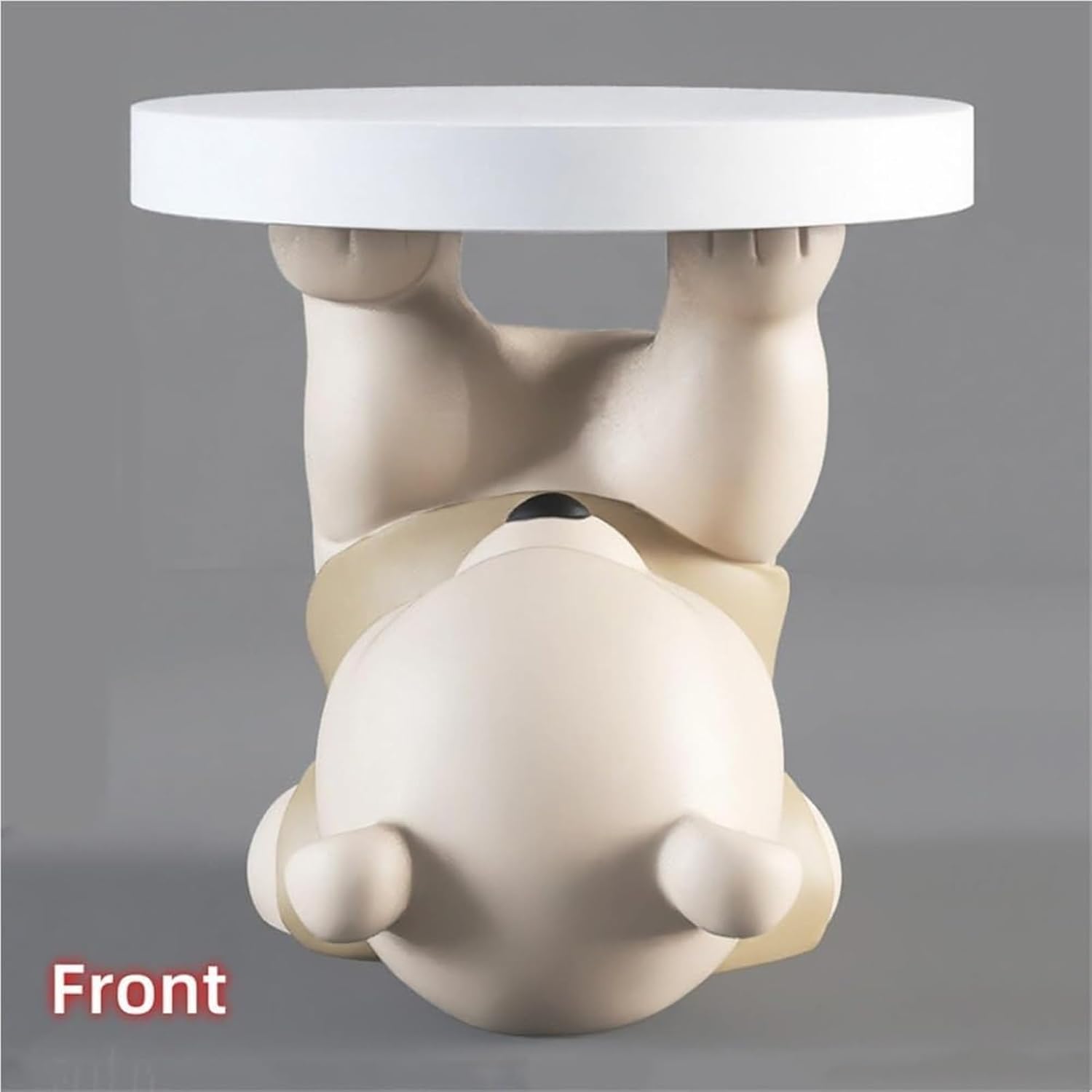 Bear Statue End Table, Round Side Table, Resin Sculpture Bedside Table, Small Space Saving Nightstand Couch Corner Stand Bedroom, Accent Table for Living Room(Gold)