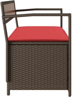PE Rattan Patio Storage Bench with Cushion, Outdoor Seat for Cushions and Garden Supplies, Waterproof Inner Bag and Gas Spring Lid
