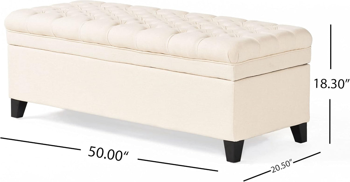 Christopher Knight Home Juliana Fabric Storage Ottoman, Beige