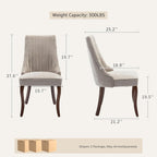 Upholstered Dining Chairs Set of 6, High Back Side Chairs for Kitchen and Dining Room, Mid-Century Modern Fabric Seating with Solid Wood Legs, Beige