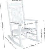 WO Home Furniture Patio Rocking Chair Farmhouse Outdoor HDPE UV Weather Resistant (Black)