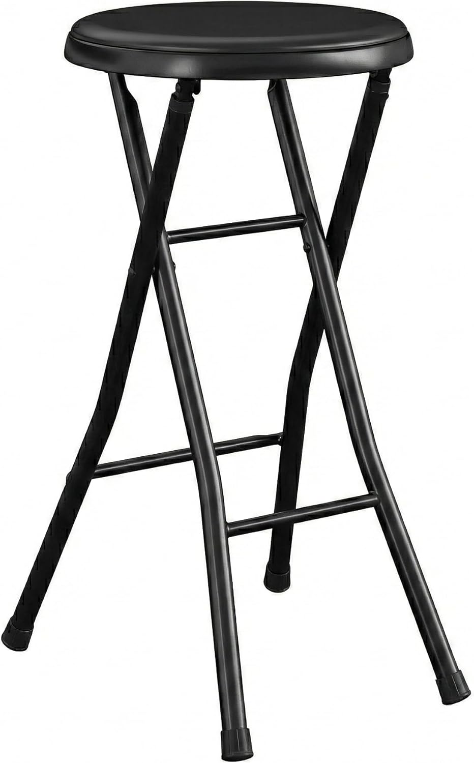 24 Inch Folding Stool Chair, Black Foldable Stool for Adults Portable, Lightweight Collapsible Bar Stool with Padded Seat, Compact Fold Up Stool for Parties, Weddings, Indoor Outdoor Use