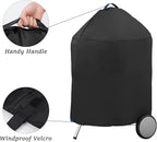 Round BBQ Grill Cover for 22 Inch Charcoal Grills Waterproof, Fade Resistant, UV Resistant Kettle BBQ Grill Cover with Hook & Loop Strap, Dome Smoker Cover, Black (22in)