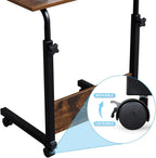 End Table,Mobile Side Table, Mobile Laptop Desk Cart, Adjustable Over Bed Table with Wheels for Sofa, Couch Deak for Sofa Laptop Coffee Snack, for Living room Bedroom, 23.62 x 15.74 x 27.16-37.79 in