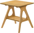 Roundhill Furniture Arona Mid-Century Modern Wood Shelf End Table, Natural Oak Finish