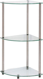 Convenience Concepts Designs2Go 3-Tier Corner Shelf, Glass/Chrome