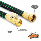 Flexi Hose with 8 Function Nozzle, 50FT - Lightweight Expandable Garden Hose, No-Kink Flexibility, 3/4 Inch Solid Brass Fittings and Double Latex Core - Black and Green