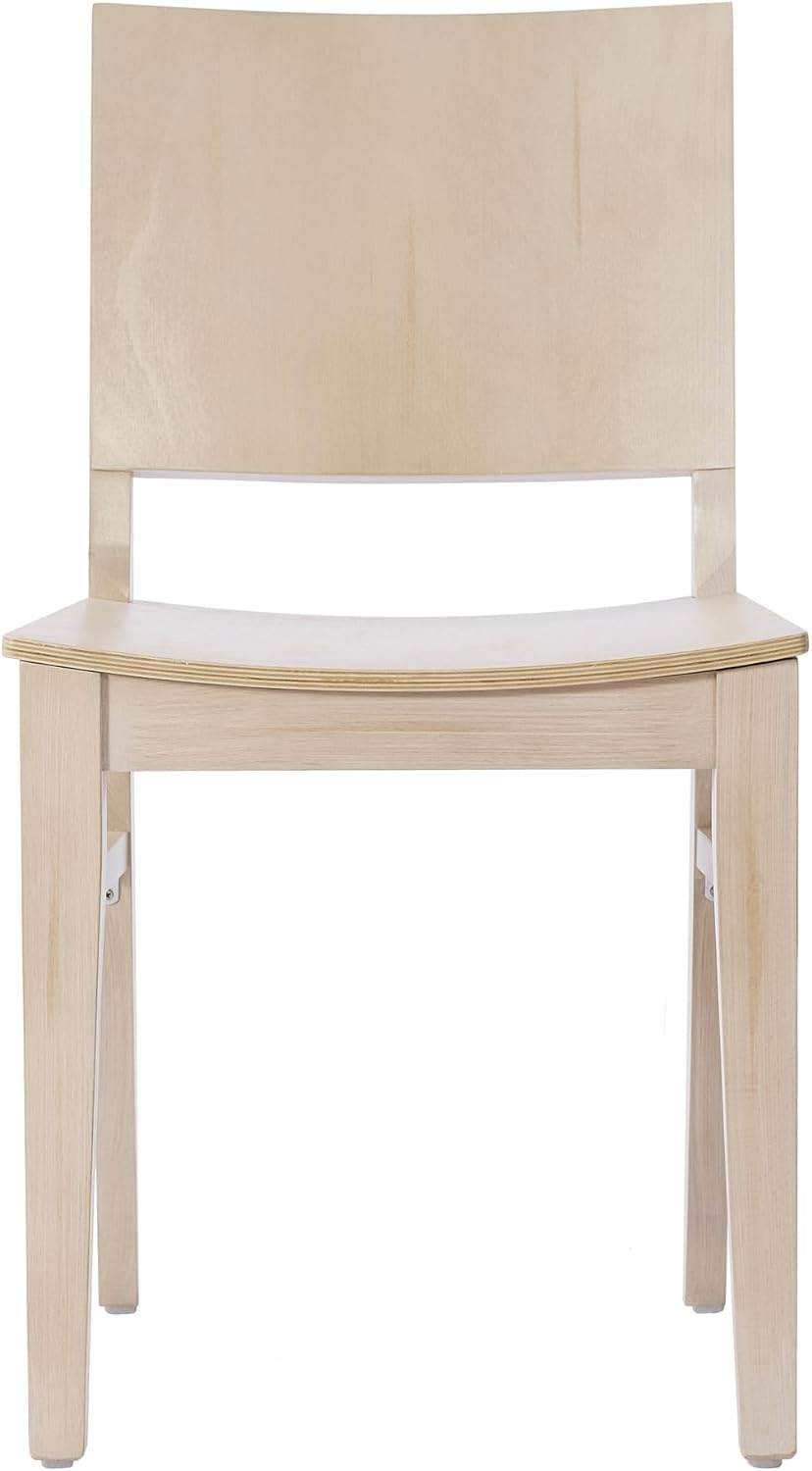 Flash Furniture Naples Commercial Solid Wood Dining Chair, Curved Backrest, Sturdy Mortise and Tenon Construction, Antique White