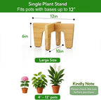 Plant Stands Indoor Outdoor, Plant Risers for Inside Pots Sturdy Short Plants Holder, Flower Pot Stand for Indoor Plants, Small Single Floor Plant Bamboo Display Stand (Natural 12")