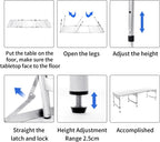 Moosinily Camping Table 6FT Folding Table Large 3 Adjustable Height Portable Picnic Table Camp Aluminum Outdoor Picnic BBQ White