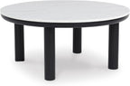 GTU Furniture Casual MDF Round 3-Piece Coffee Table Set, Cocktail Table with 2 Matching End Tables, Black/White Finish for Living Room