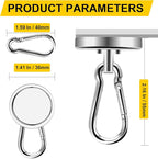 DIYMAG Magnetic Hooks,150LBS Strong Heavy Duty Neodymium Magnet Hooks with Swivel Carabiner Hook,Great for Your Refrigerator and Other Magnetic Surfaces, Pack of 4