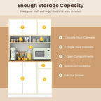 71" Tall Kitchen Hutch, Modern Pantry Storage Cabinet with Power Outlets, Microwave Shelf, Adjustable Shelves, Freestanding Buffet Cupboard for Dining Room