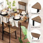 furlinkhm Kitchen Dining Table Set for 4, Modern Rectangular 5 Piece Dining Room Table and Chairs Set, Brown Wooden Metal Table Set for Family Dinner, Party, Afternoon Tea and Work (Curved Moon)