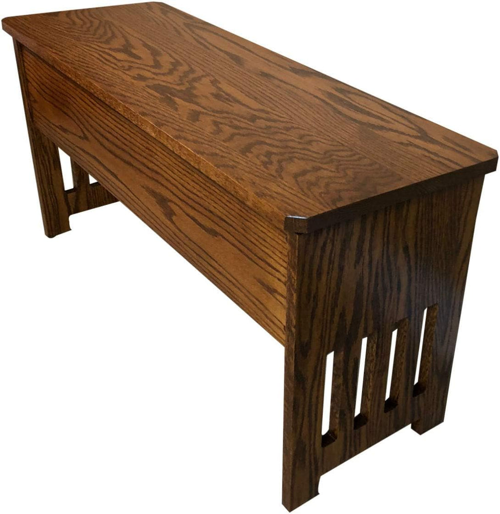 Rustic Red Door Co. Wooden Storage Bench for Entryway with Lid, Mission Style, Solid Oak Wood with Slats and Anti-Slam Hinges, 36'', Michaels Stain