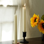Pack of 4 Beeswax Taper Candles Hand Rolled - Dripless - Organic Natural Scent - 8 Inch in Off White