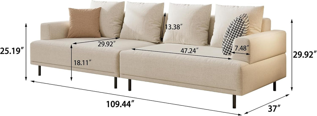 109.4" W Modular Sectional Sofa Couch for Living Room, Beige