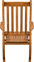 Rocking Chair Wooden Frame Chair Indoor and Outdoor,Outdoor Rocking Chair, Patio Wooden Rocking Chair with Smooth Armrests, High Back for Garden, Balcony, Porch, Supports Up to 352 lbs., Natural