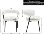 Shunzhi White Upholstered Dining Chairs Set of 6 Modern Barrel Boucle Fabric Dining Room Chairs Comfy Kitchen Chairs Chenille Armless Side Chair with Curved Back for Living Room/Restaurant