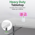 EconoHome White 8ft Folding Table with Handle | Heavy-Duty Foldable Table | Portable Table for Indoor & Outdoor Use | Perfect for Events, Camping, Parties, Dining & More