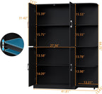 Loomie Kitchen Pantry Storage Cabinet, 64" Tall Freestanding Cupboard | Food Pantry Cabinet with Doors & Adjustable Shelves & 5-Tier External Shelf for Dining Room (Black)