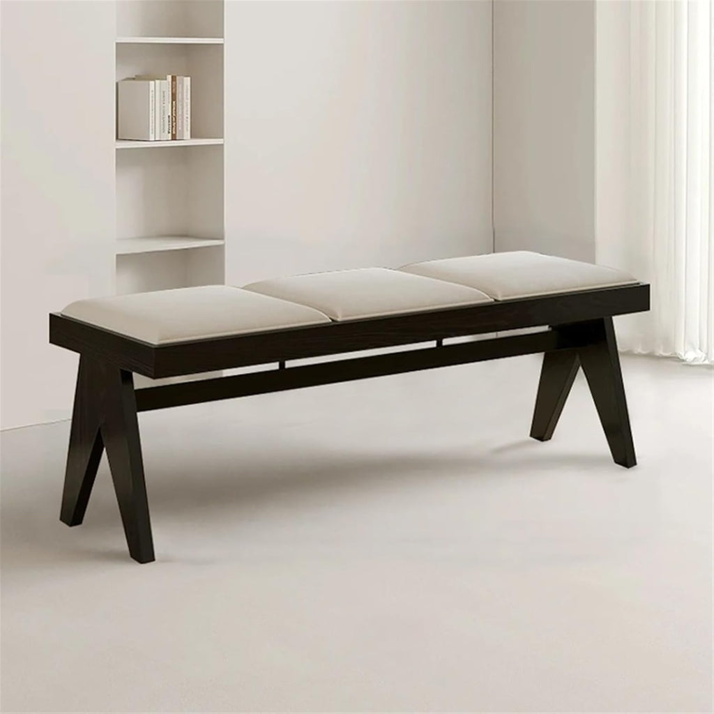 Modern Retro Wooden Upholstered Dining Table Cloakroom Shoe-Changing Stool Bedroom Bed-end Entryway(Medium)