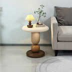 Colorful Round Side Table, Modern Resin Colorful End Table, Small Coffee Table with Stable Base for Living Room, Bedroom and Office(Brown)