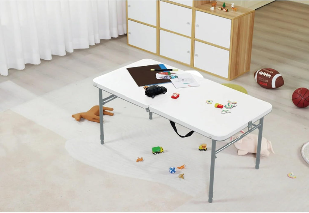 40" L x 20" W Plastic Adjustable Height Fold-in-Half Folding Table, White