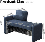 Miuuod 40.94" Navy Blue Upholstered Shoe Storage Bench with Adjustable Backrest,2-Tier Entryway Cabinet Ottoman,Bedroom Stool with Cushion, Narrow Hallway Organizer Shelf Seat for Living Room & Dorm