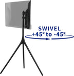 VIVO Black Easel TV Stand for 45 to 65 inch Screens, STAND-TV65AB | Articulating Artistic Studio Display Stand, Adjustable TV Mount with Swivel, Tripod Base, Max VESA 600x400, Holds 77 lbs