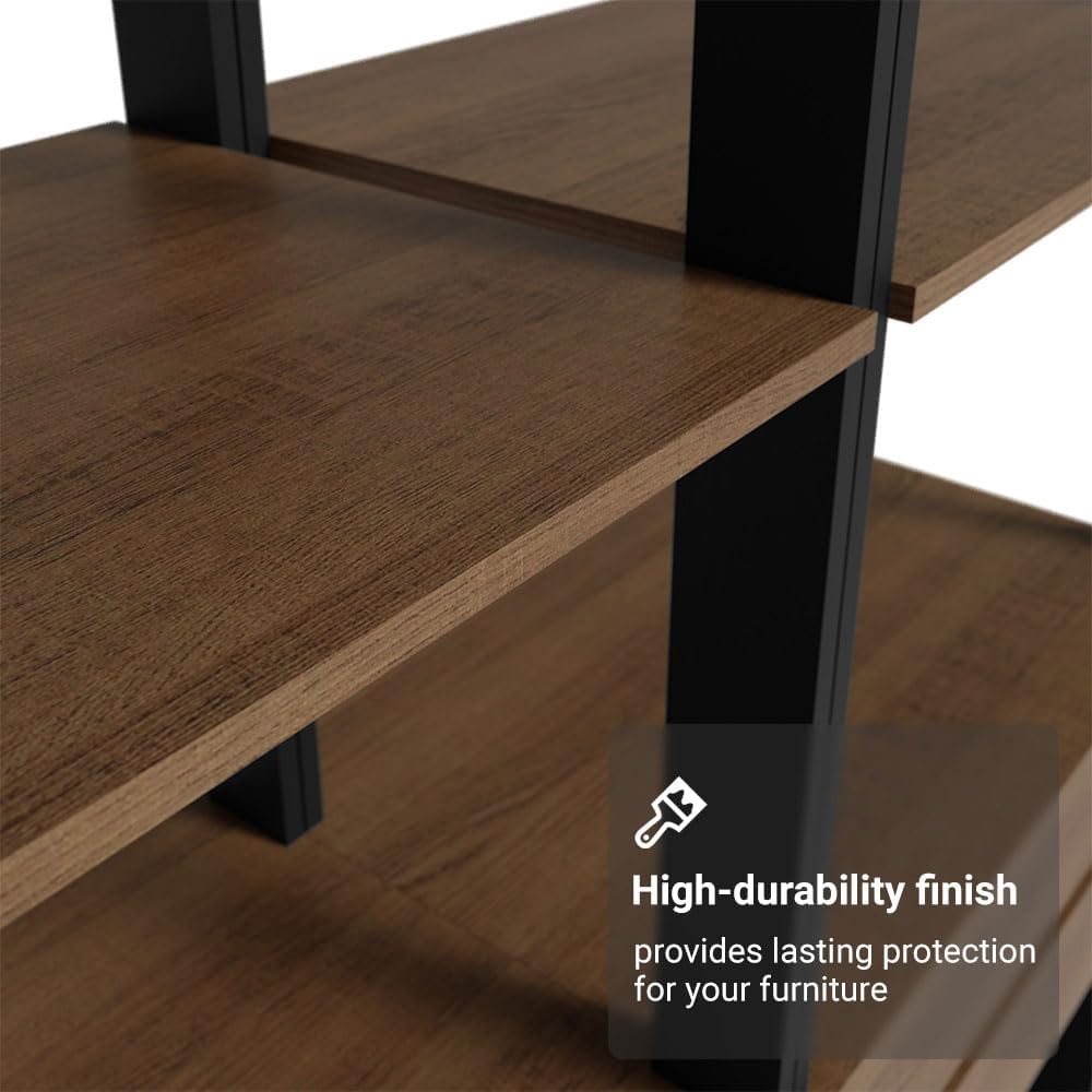Madesa Kitchen Pantry Storage Rack with 4 Drawers and Open Shelves 78" L Multiuse Modular Cabinet for Kitchen Organization - Black/Brown
