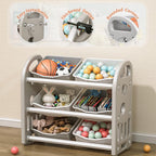 Kids Toy Storage Organizer, 3-Tier Shelves Multi-Functional Kids Storage Organizer with 6 Removable Bins Large Storage Capacity for Boys Girls Bedroom Playroom, Nursery (Grey)