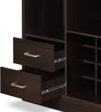 Knocbel Wooden Storage Wine Cabinet with Glass Door and 2 Interior Shelves, Console Table Buffet Sideboard Server with Drawers and Open Compartments for Kitchen 16" D x 47" W x 33" H Espresso