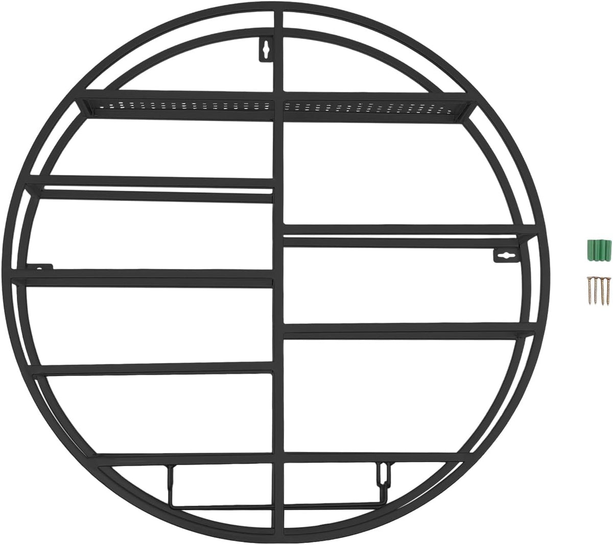 Round Wall Mounted Wine Rack 23.6Inch Metal Wine Display Rack Wine Glass Goblet Holder Bottle Holder for Bar Wine Cellar Kitchen Storage Display (Black)