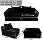 Oversized Cloud Couch Ottoman, Frameless Wide-Wale Corduroy Footrest for Living Room, High-Density All-Foam Large Rectangle Ottoman Coffee Table for Sectional Sofa (Black, Ottoman)