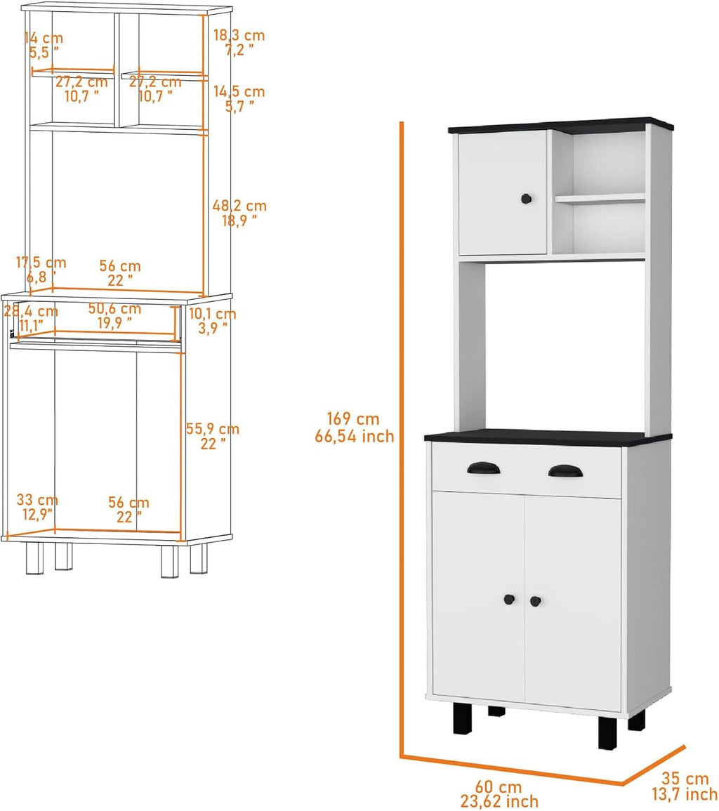 Emily White and Wengue 1-Drawer Kitchen Pantry