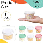 ASEVAT 4oz 6Pack Small Food Containers with Lids Salad Dressing Container Reuseable Snack Container Plastic Jar Freezer Storage Jars, Leakproof/Microwave/Dishwasher Safe