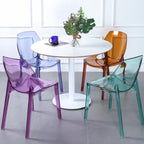 Etlegor Transparent Acrylic Dinning Chairs, Curved Backrest Kitchen Chairs Ladies Dressing Stool for Home Office, Cafe, and Wedding Events(Clear Blue)